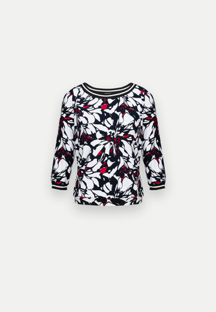 Wiskozowa bluzka w kwiaty z czerwienią