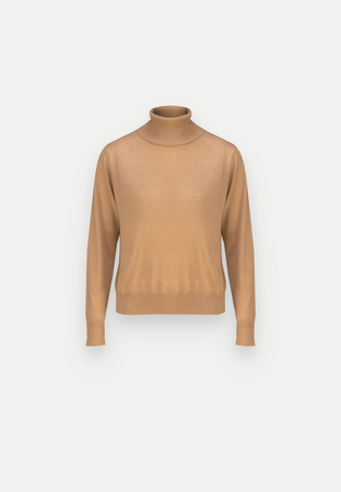 Cienki camelowy golf z wełną