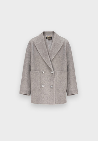 Szara dwurzędowa kurtka 100% wełna