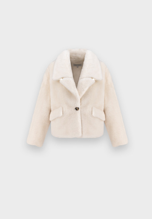 Krótkie wełniane futerko w kolorze ecru