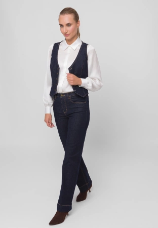 Granatowa jeansowa kamizelka