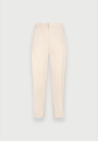 Beżowe popelinowe spodnie z krótszą nogawką