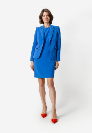 Niebieski taliowany żakiet z patkami