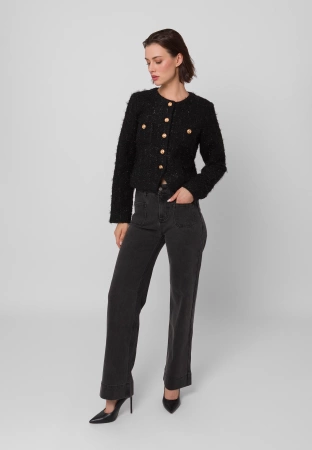 Czarny żakiet w stylu chanel