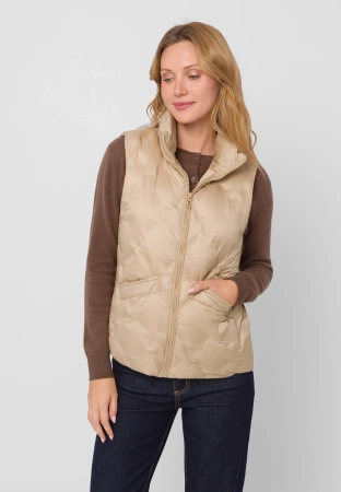 Beżowa puchowa kamizelka z naturalnym wypełnieniem