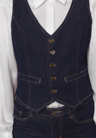 Granatowa jeansowa kamizelka
