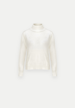 Cienki golf ecru z wełną