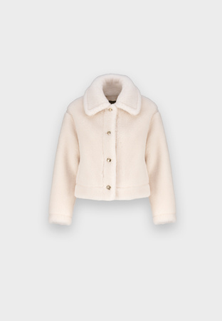 Krótkie wełniane futerko w kolorze ecru