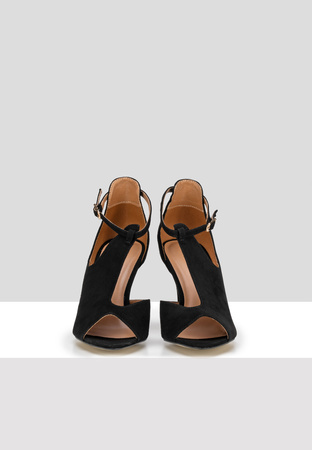 Eleganckie czarne szpilki z zamszu