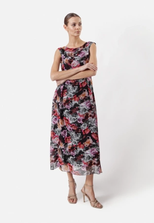 Długa wiskozowa sukienka w róże