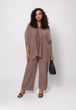 Szerokie spodnie ze strukturalnej dzianiny