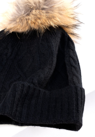 Czarna czapka z wełny merino i kaszmiru