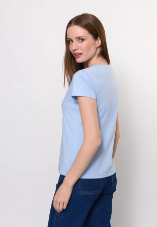 Niebieski bawełniany t-shirt