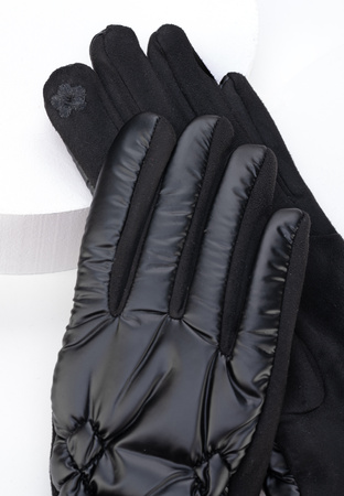 Czarne pikowane rękawiczki