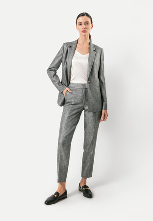 Spodnie w kratę w srebrno-szarym kolorze