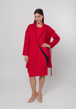 Krótki czerwony płaszcz 100% wełna