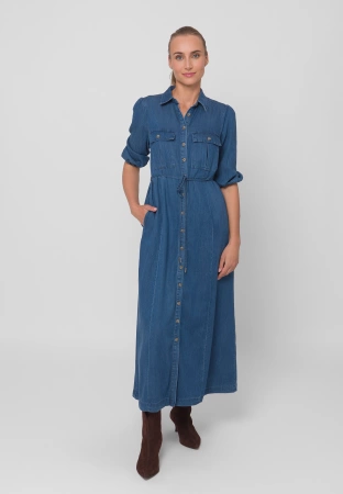 Jeansowa sukienka z bufiastymi rękawami