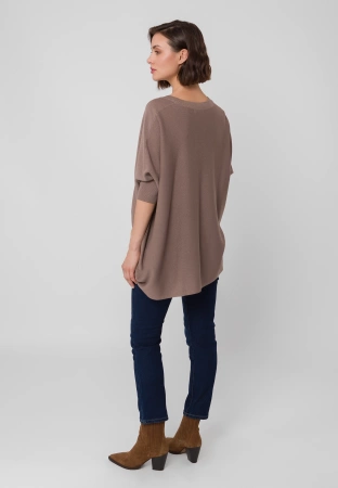 Brązowa dzianinowa tunika z wiskozą