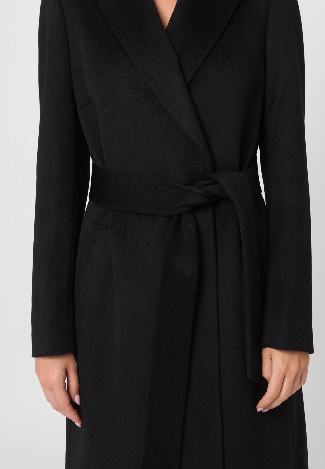 Długi czarny płaszcz 100% wełna