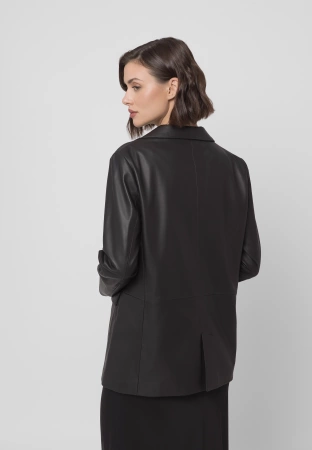 Długi skórzany żakiet