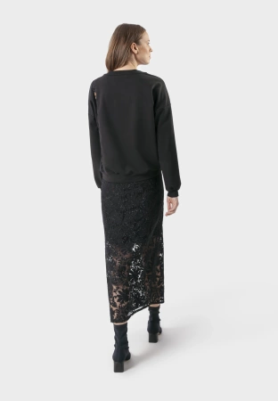 Bawełniana bluza z delikatną koronką