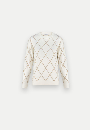 Sweter w romby w kolorze ecru