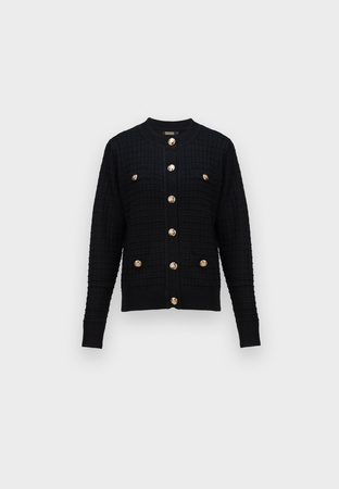 Czarny kardigan z charakterystyczną fakturą