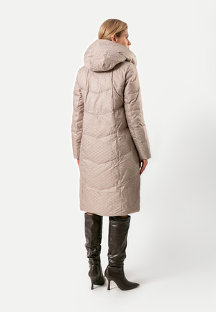 Beżowa kurtka z żakardowej tkaniny