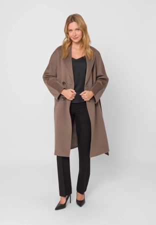 Brązowy dwurzędowy płaszcz 100% wełna