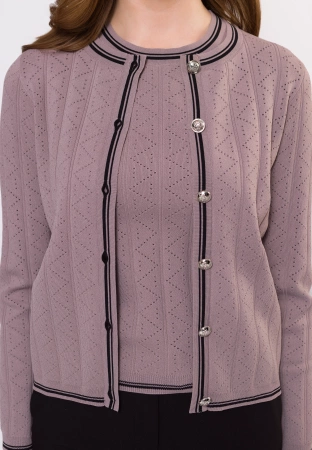 Ażurowy kardigan z ozdobnymi guzikami w brązowym kolorze