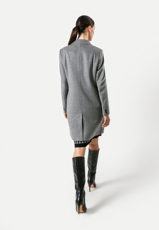 Szary płaszcz dyplomatka 100% wełna