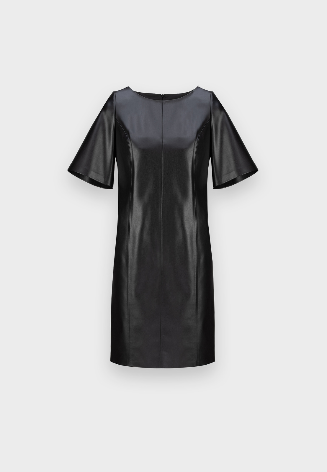 Sukienka z ekoskóry z bufiastymi rękawami