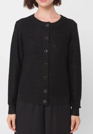 Wiskozowy kardigan z cekinami w czarnym kolorze