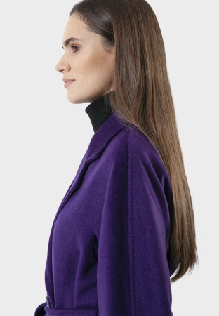 Fioletowy dwurzędowy płaszcz 100% wełna