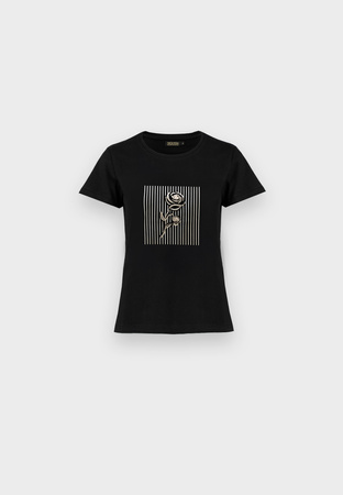 Czarny t-shirt z różą