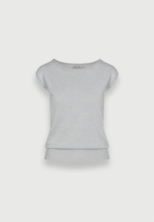 Szara dzianinowa bluzka ze srebrną nicią