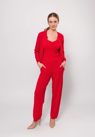 Czerwony kardigan z ozdobnym suwakiem