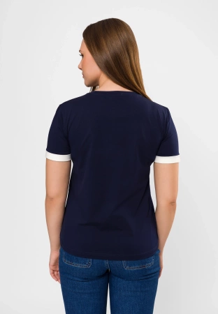 Granatowy t-shirt z marynarskim wzorem