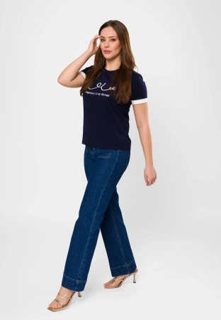 Granatowy t-shirt z marynarskim wzorem