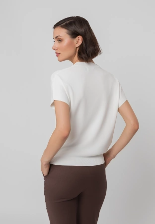 Ecru dzianinowa bluzka z wiskozą