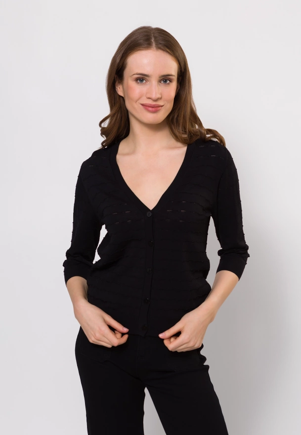 Czarny kardigan z rękawkiem ¾