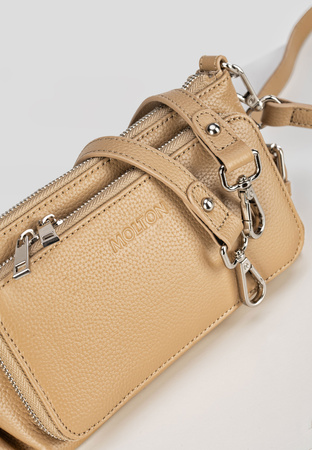 Beżowa skórzana torebka z portfelem