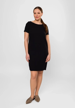 Czarna sukienka z lnem i wiskozą