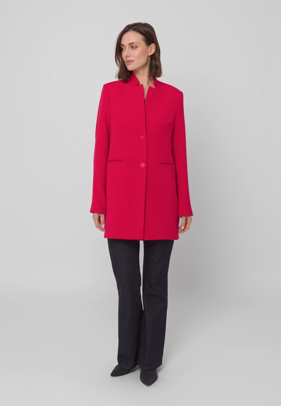 Krótki czerwony płaszcz z wiskozą