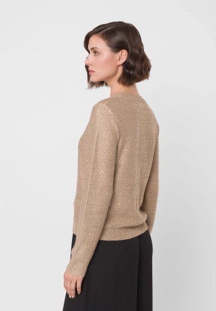 Wiskozowy kardigan z cekinami w złotym kolorze