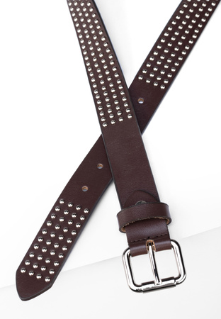 Czarny skórzany pasek z dżetami