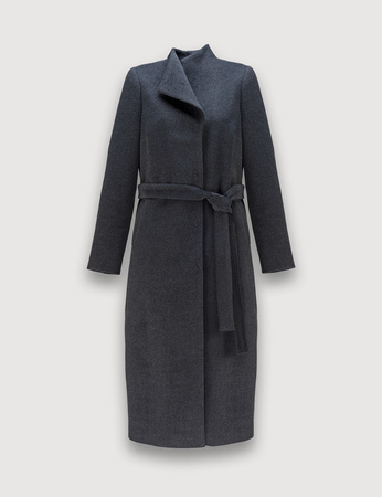 Grafitowy płaszcz wiązany w talii
