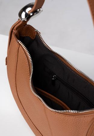 Camelowa torebka na ramię ze skóry