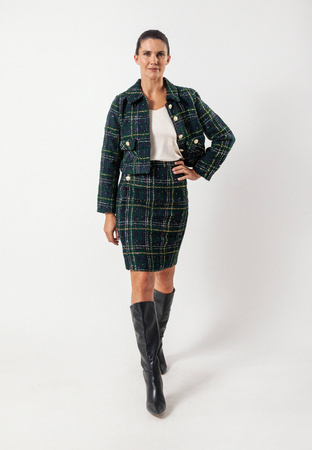 Zielona spódnica w kratę ozdobiona cekinami