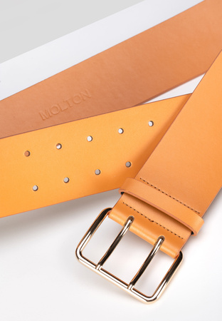 Szeroki camelowy pasek